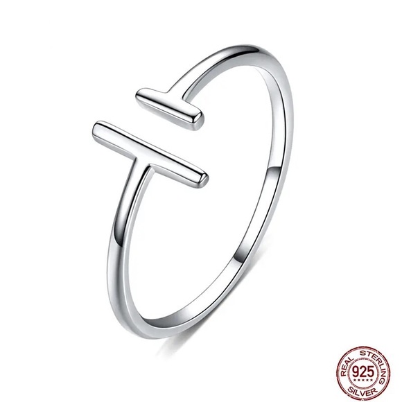 Jewelry - Sterling Silver/Platinum Plated Thin Unisex Adjustable Linear Ring